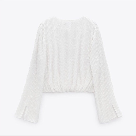 Zara Cream Textured Blouse - Picture 4 of 10